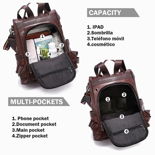 Mochila Mujer Moda Impermeable Antirrobo Bolsa Para Mujer .