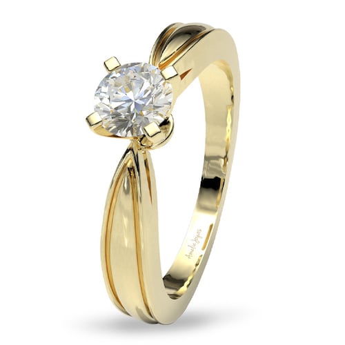 Anillo de Compromiso con 15 puntos Diamante Natural Certificado Oro 14K Amelie Joyas