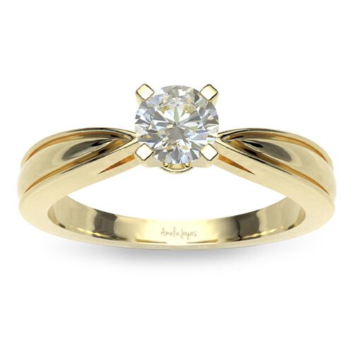 Anillo de Compromiso con 15 puntos Diamante Natural Certificado Oro 14K Amelie Joyas