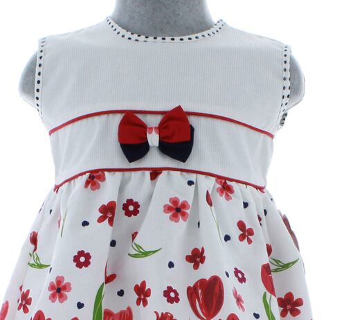 Vestido Niña color Blanco Floreado 1 a 8 años 2604.