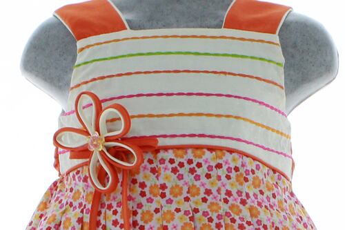 Vestido Niña Naranja Floreado 2 a 10 años 2720.