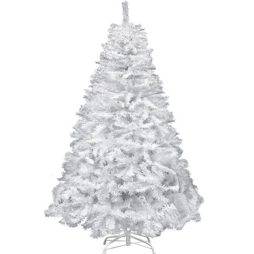 Arbol De Navidad Blanco 1.60 m Artificial Frondoso Aspecto Natural Pino Acabado Escarchado