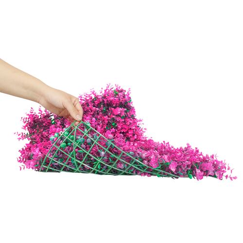 Muro Verde 25 Piezas Follaje Artificial Pared Decorativo 60x40 Pasto Rosa