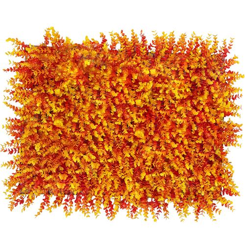 Muro Verde 15 Piezas Follaje Artificial Pared Decorativo 60x40 Pasto Naranja