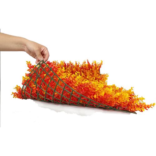 Muro Verde 15 Piezas Follaje Artificial Pared Decorativo 60x40 Pasto Naranja