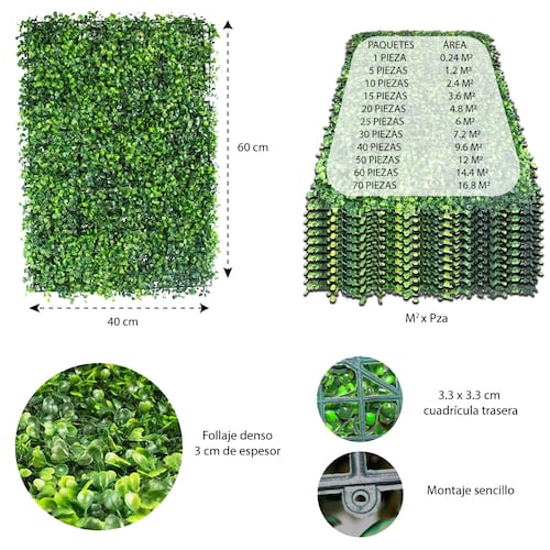 Muro Verde Follaje Artificial Sintentico 60 X 40 Cm Pared 30 piezas
