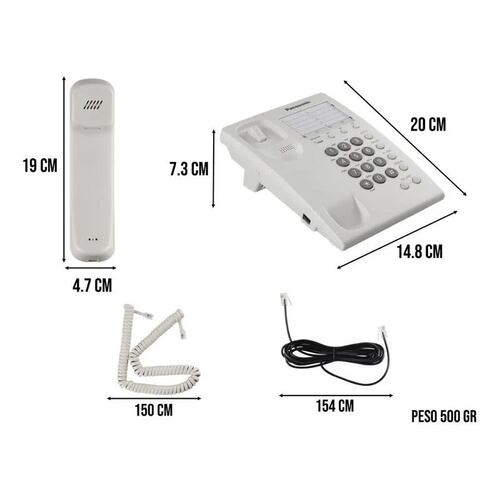 Teléfono alámbrico Panasonic KX-TS550MEW básico blanco 13 memorias
