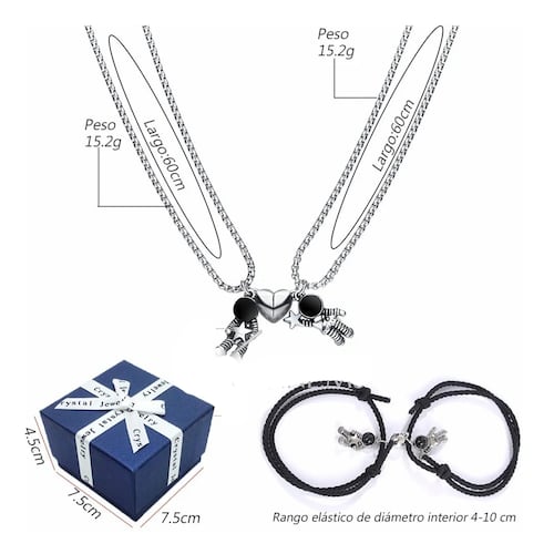 Collar Para Pareja Corazón Imán Pulseras amor Eterno Regalo Novios