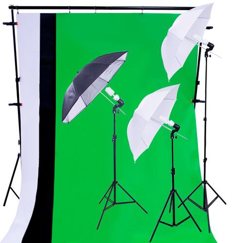 Estudio Fotografico Kit Fotografia Luz Fondos Sombrillas Set Foto.
