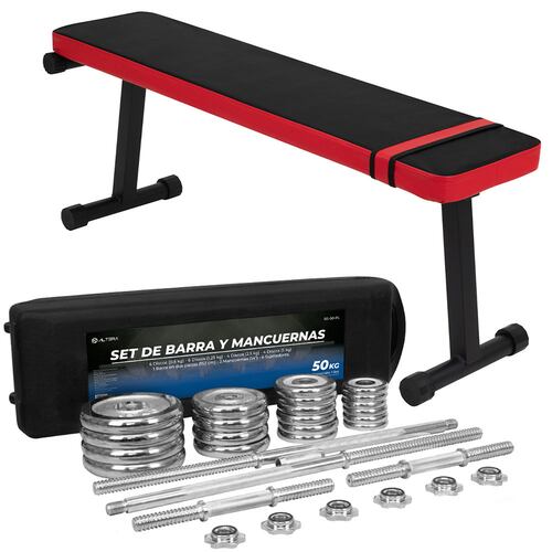 Set de Mancuernas con Banco Pesas Entrenamiento 50kg
