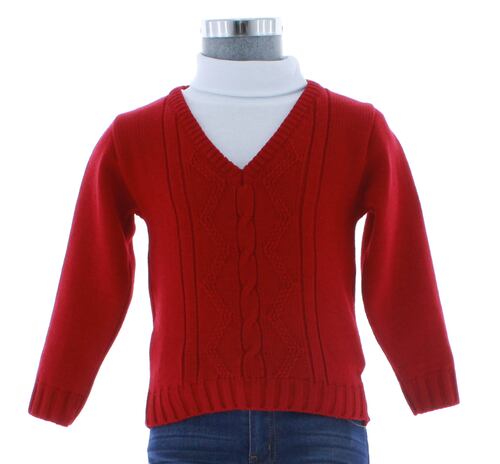 Sueter Niño Tejido Rojo Cuello V 2662 1 a 16 Años.