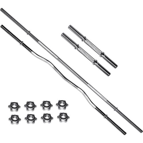 Set Barra Recta Barra Z Par Mancuernas 70 lbs Cromada Discos Pesas Gimnasio.