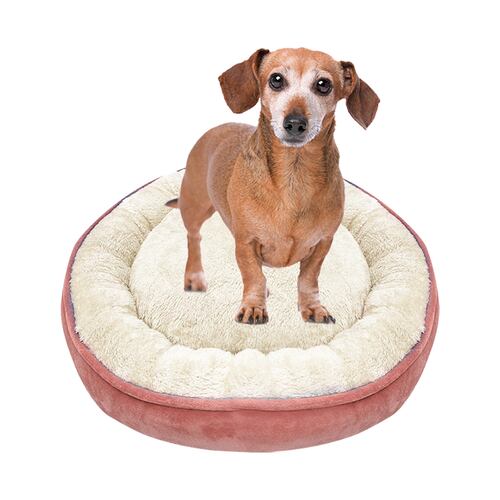 Cama Para Perro Chica Tipo Dona Anti Estrés Rosa Beige