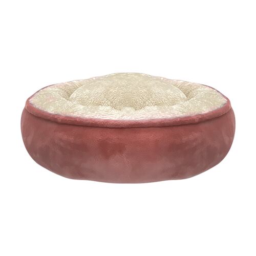 Cama Para Perro Chica Tipo Dona Anti Estrés Rosa Beige