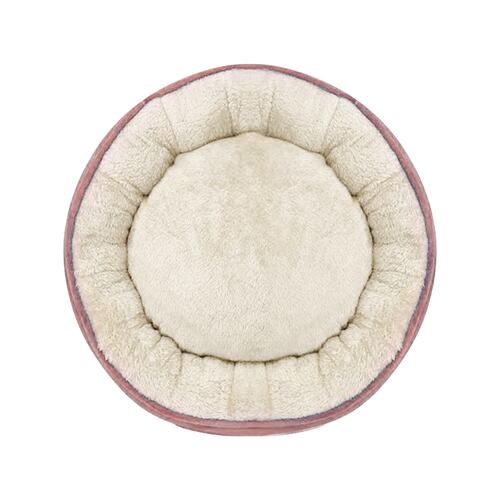 Cama Para Perro Chica Tipo Dona Anti Estrés Rosa Beige