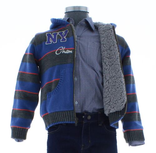 Chamarra Niño Azul con Gris Forrada 2418 6 a 16 Años.
