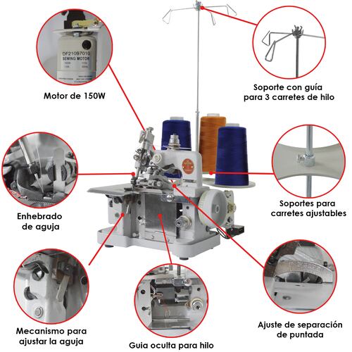 Maquina Coser Industrial Puntada Overlok Agujas 3 Hilos