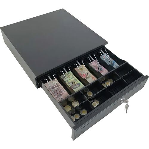 Cajon Dinero 5 Billetes 8 Monedas Caja Seguridad Separadores Cable Rj11