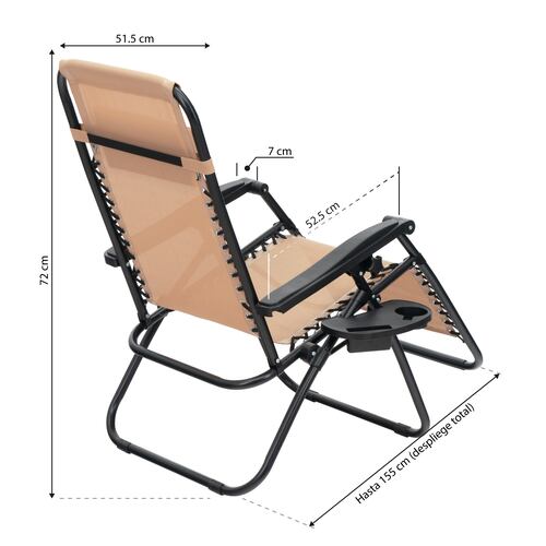 Camastro Plegable Silla Playa Jardin Gravedad 0 Reclinable