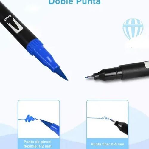 Plumones Punta Pincel 48 Colores Teker Marcadore Doble Punta
