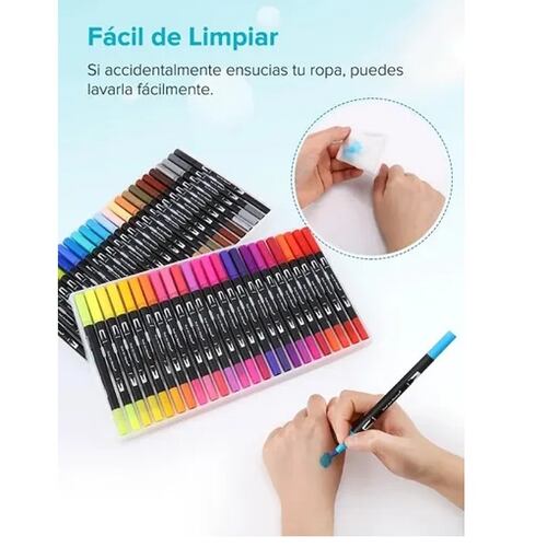 Plumones Punta Pincel 48 Colores Teker Marcadore Doble Punta