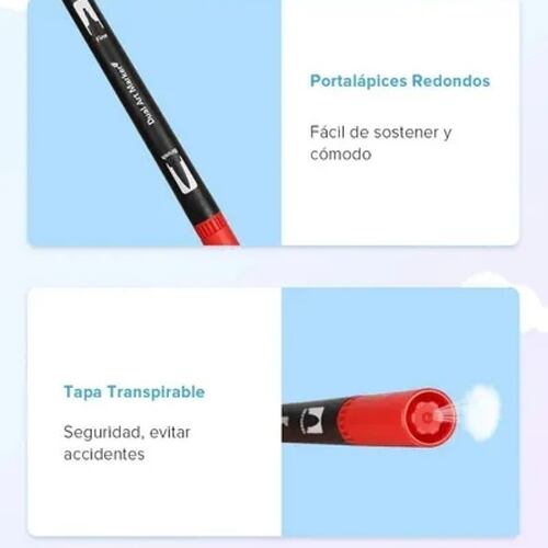 Plumones Punta Pincel 48 Colores Teker Marcadore Doble Punta