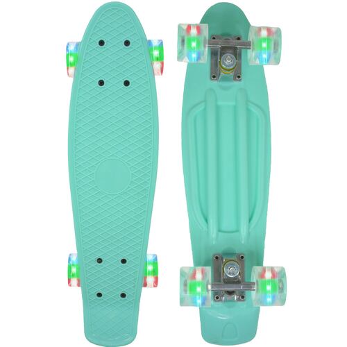 Patineta Penny Skate Clasica Antiderrapante Poliuretano Luces Led Menta