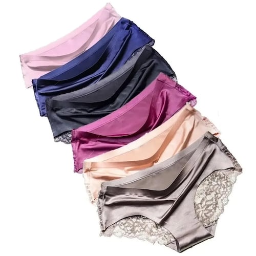 Pantaletas De Encaje Sin Costura Para Mujer, 6 Piezas.