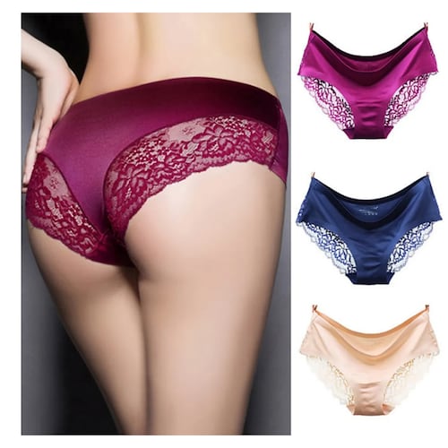 Pantaletas De Encaje Sin Costura Para Mujer, 6 Piezas.