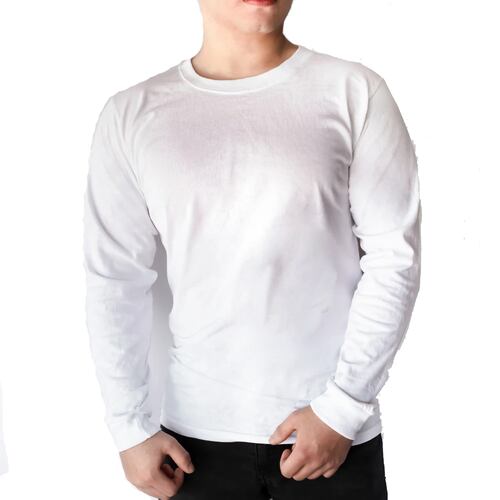 Playera Manga Larga Slim Fit Super Comoda Termica Lycra BLANCO