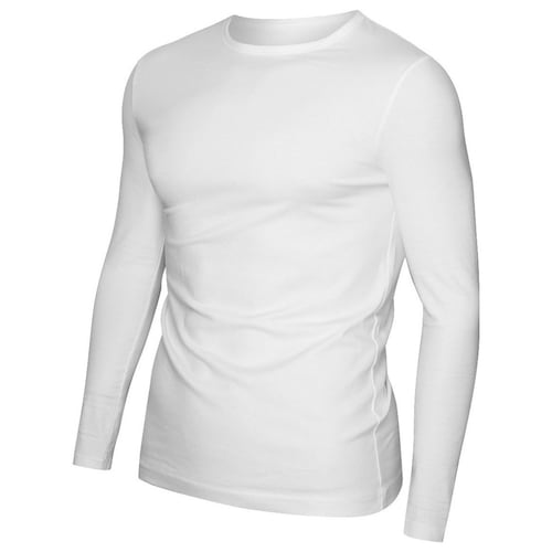 Playera Manga Larga Slim Fit Super Comoda Termica Lycra BLANCO