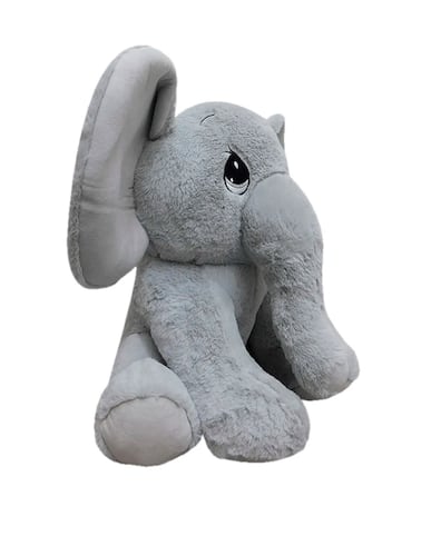 Elefante De Peluche Sentado Suave Bonito Color Gris Niki 25 Cm