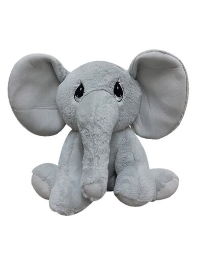 Elefante De Peluche Sentado Suave Bonito Color Gris Niki 25 Cm