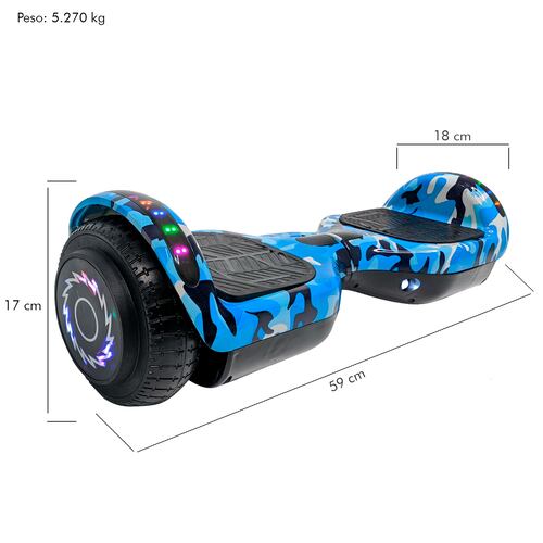 Patineta Electrica Estilo Hoverboard 12 km Bluetooth Luz Led Azul