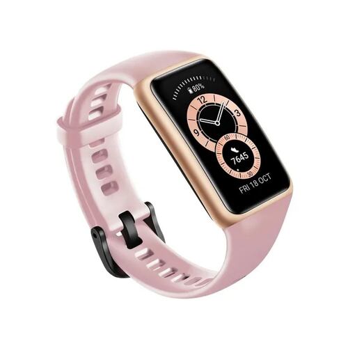 Huawei Band 6 1.47" caja de polímero gold, malla sakura pink de silicona FRA-B19