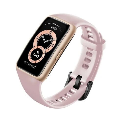Huawei Band 6 1.47" caja de polímero gold, malla sakura pink de silicona FRA-B19