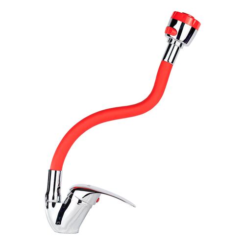 Mezcladora monomando de zinc con cuello flexible para fregadero de cocina.