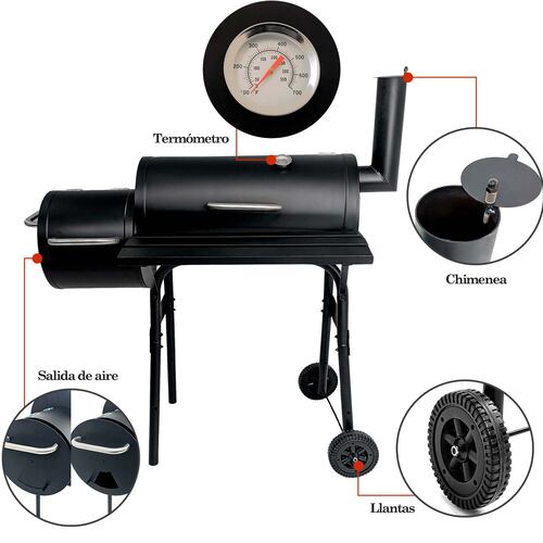 Asador de Carne 24" Carbon Ahumador Carne BBQ Leña