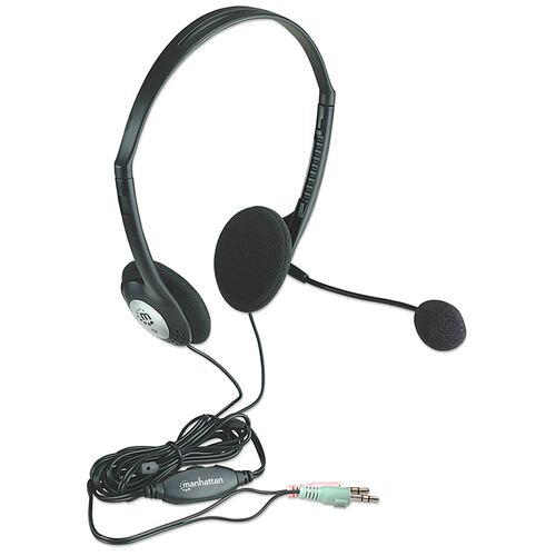 AUDIFONOS DIADEMA MANHATTAN AJUSTABLE CON MICROFONO CONTROL DE VOLUMEN 3.5MM