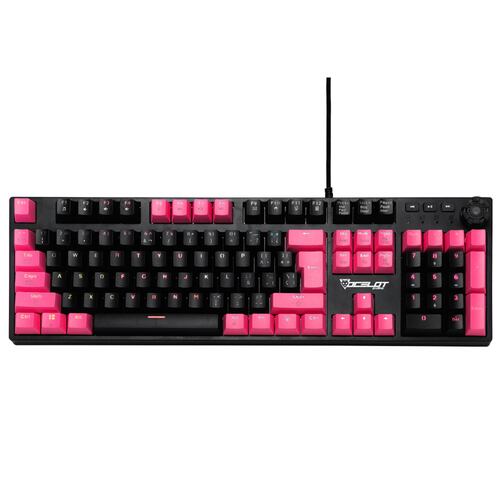Teclado Ocelot Gaming OGMK04, Mecánico, USB, RGB, Negro con Rosa.