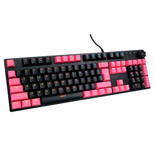 Teclado Ocelot Gaming OGMK04, Mecánico, USB, RGB, Negro con Rosa.
