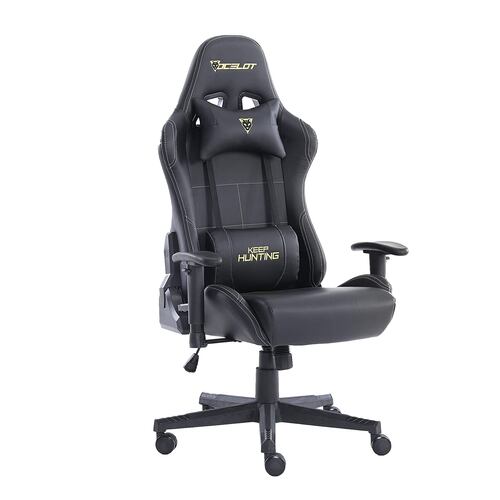 Silla Ocelot Gaming OGS-01, Negro, de Vinipiel, Reclinable, Reposabrazos 2D, hasta 150 Kg.