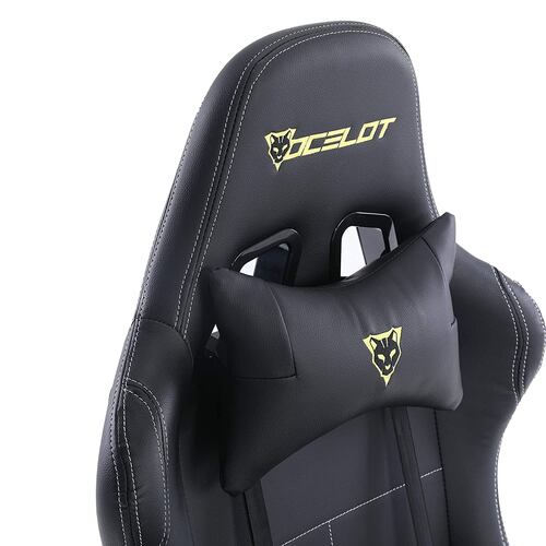 Silla Ocelot Gaming OGS-01, Negro, de Vinipiel, Reclinable, Reposabrazos 2D, hasta 150 Kg.