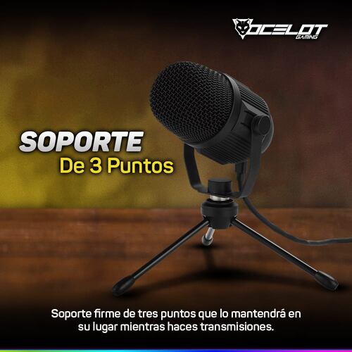 Micrófono Gamer USB, para Streaming, con Tripié, Ocelot OGMIC-02