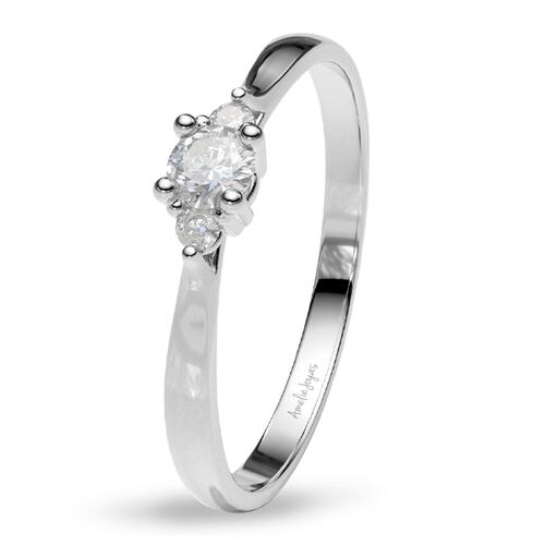  Anillo de Compromiso con 13 puntos Diamante Natural Certificado Oro 14K Amelie Joyas
