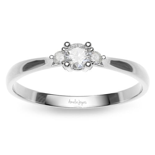  Anillo de Compromiso con 13 puntos Diamante Natural Certificado Oro 14K Amelie Joyas