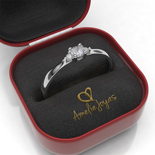  Anillo de Compromiso con 13 puntos Diamante Natural Certificado Oro 14K Amelie Joyas