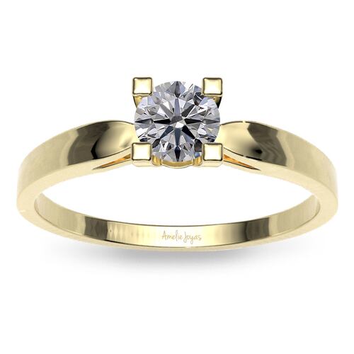 Anillo de Compromiso con 20 puntos Diamante Natural Certificado Oro 14K Amelie Joyas