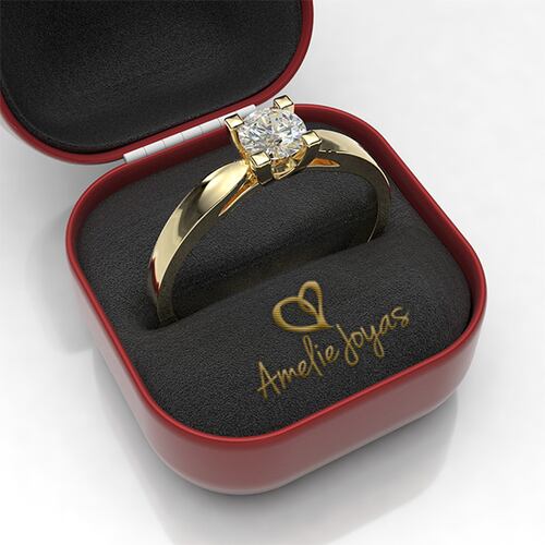 Anillo de Compromiso con 20 puntos Diamante Natural Certificado Oro 14K Amelie Joyas