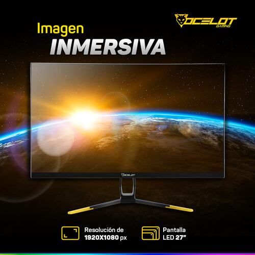 Monitor LED de 27'' Ocelot Gaming OGM27-01, Full HD, 144 Hz, 1-2 ms, HDMI/DisplayPort.